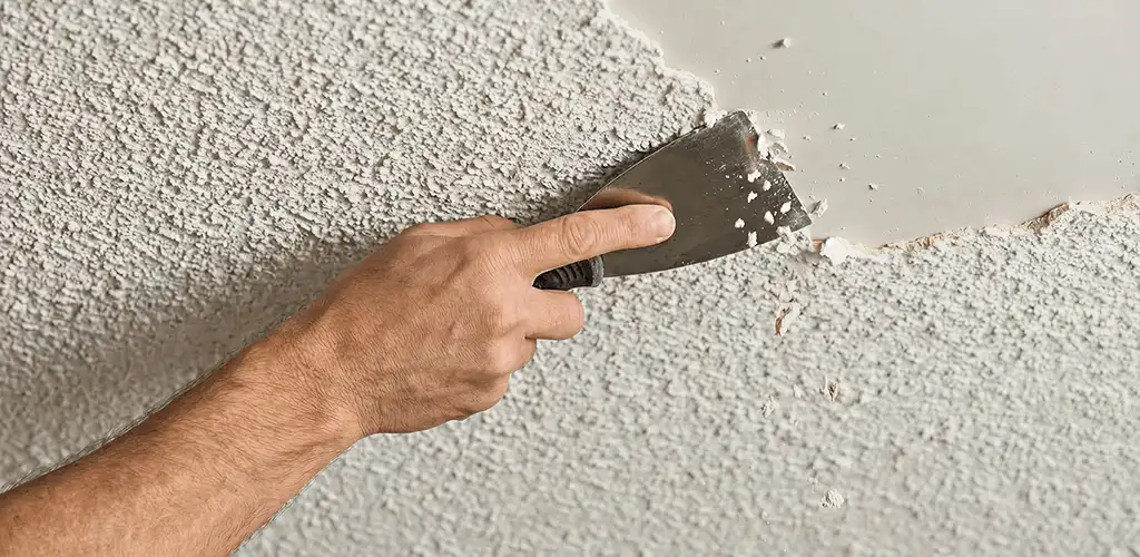 Popcorn ceiling removal scraping off textured ceiling finish in Lakeland, FL