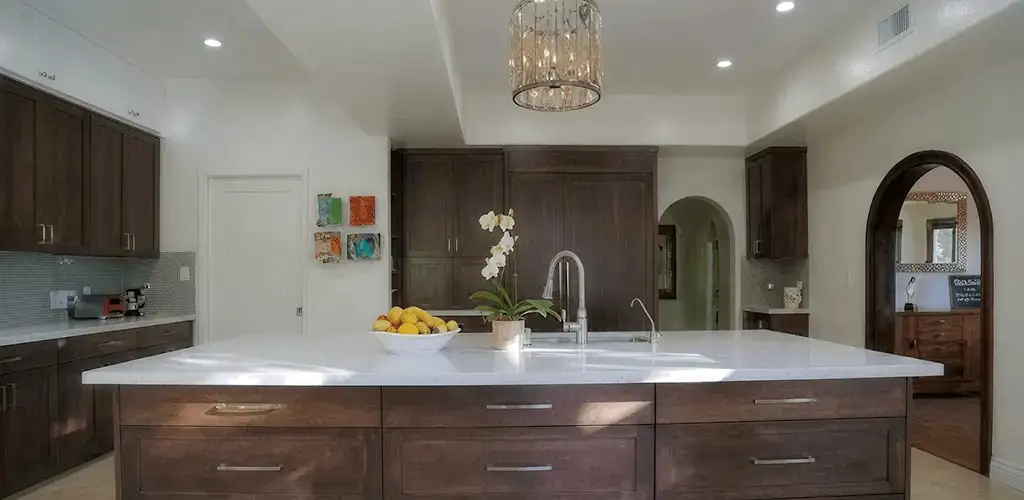 Cabinet refacing project with updated kitchen cabinets and island in Lakeland, FL