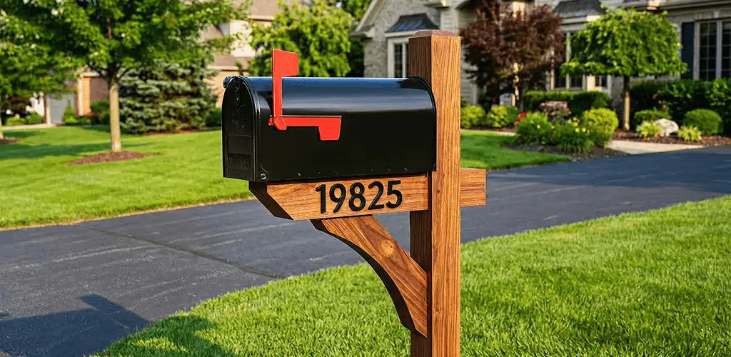 New mailbox installation with post and address number for a home in Lakeland, FL